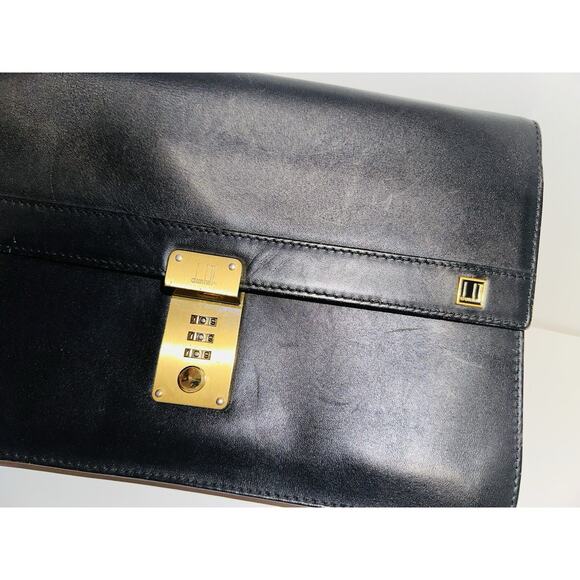 Authentic Dunhill Black Leather Clutch Dial Lock With Wristlet Strap Men/women - Picture 11 of 16